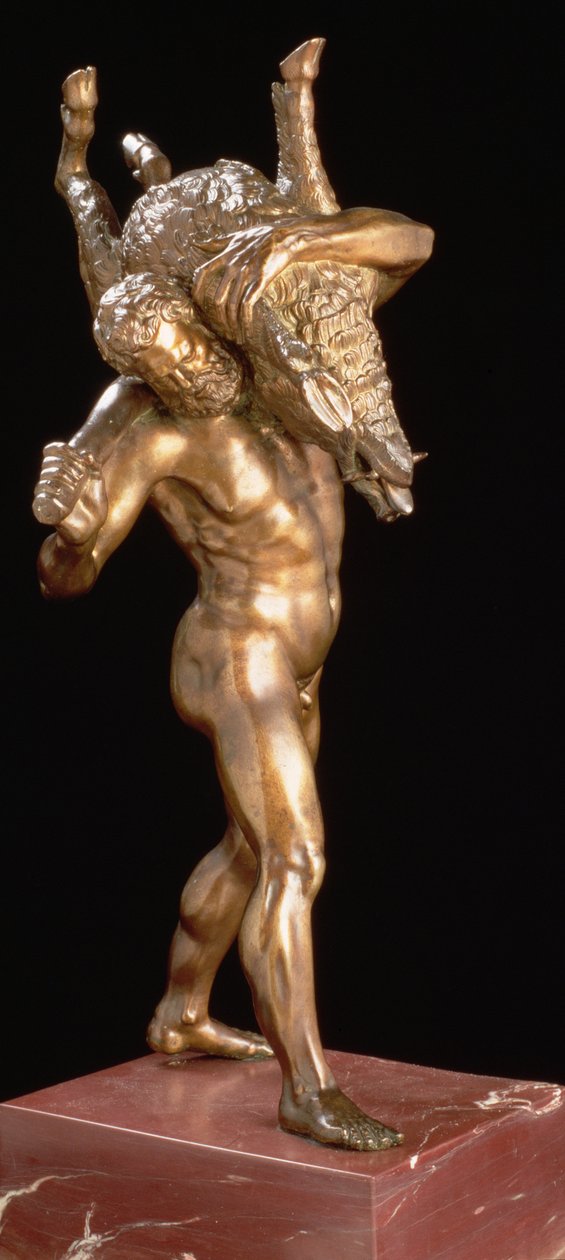Hercules and the Erymanthian Boar (förgylld brons) av Giambologna