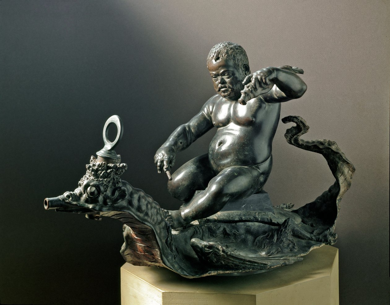 Dvärgen Morgante Braccio di Bartolo, dvärgen från Cosimo I de Medici (Cosimo I de Medici). Bronsskulptur av Giambologna (Giovanni da Bologna eller Johannes av Bologna eller Boulogne av Giambologna
