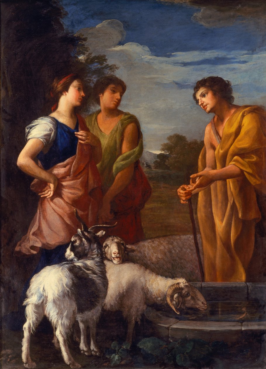Mötet mellan Jakob och Rakel vid brunnen (olja på duk) av Imperiali