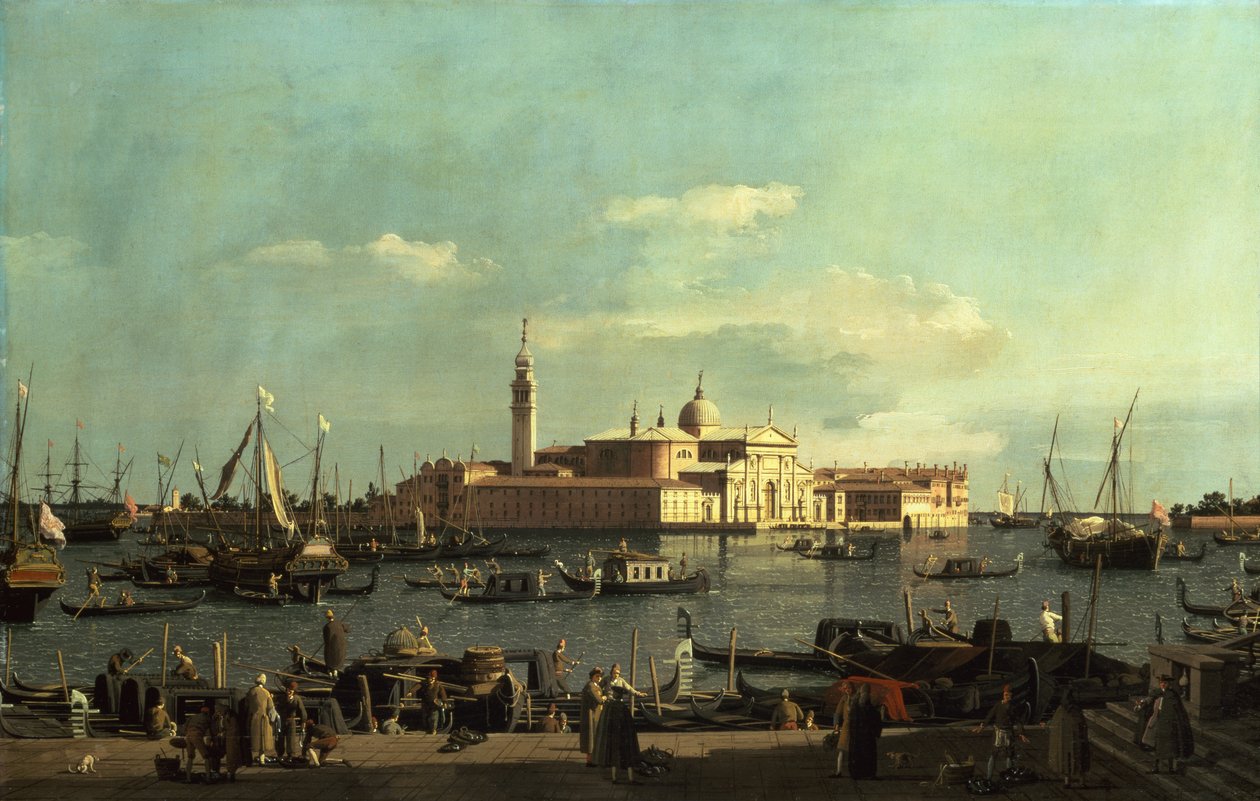 En utsikt över San Marco Basin från Riva Degli Schiavoni, Venedig (olja på duk) av Canaletto