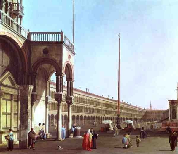 Piazza di San Marco från Dogepalatset (olja på duk) av Canaletto