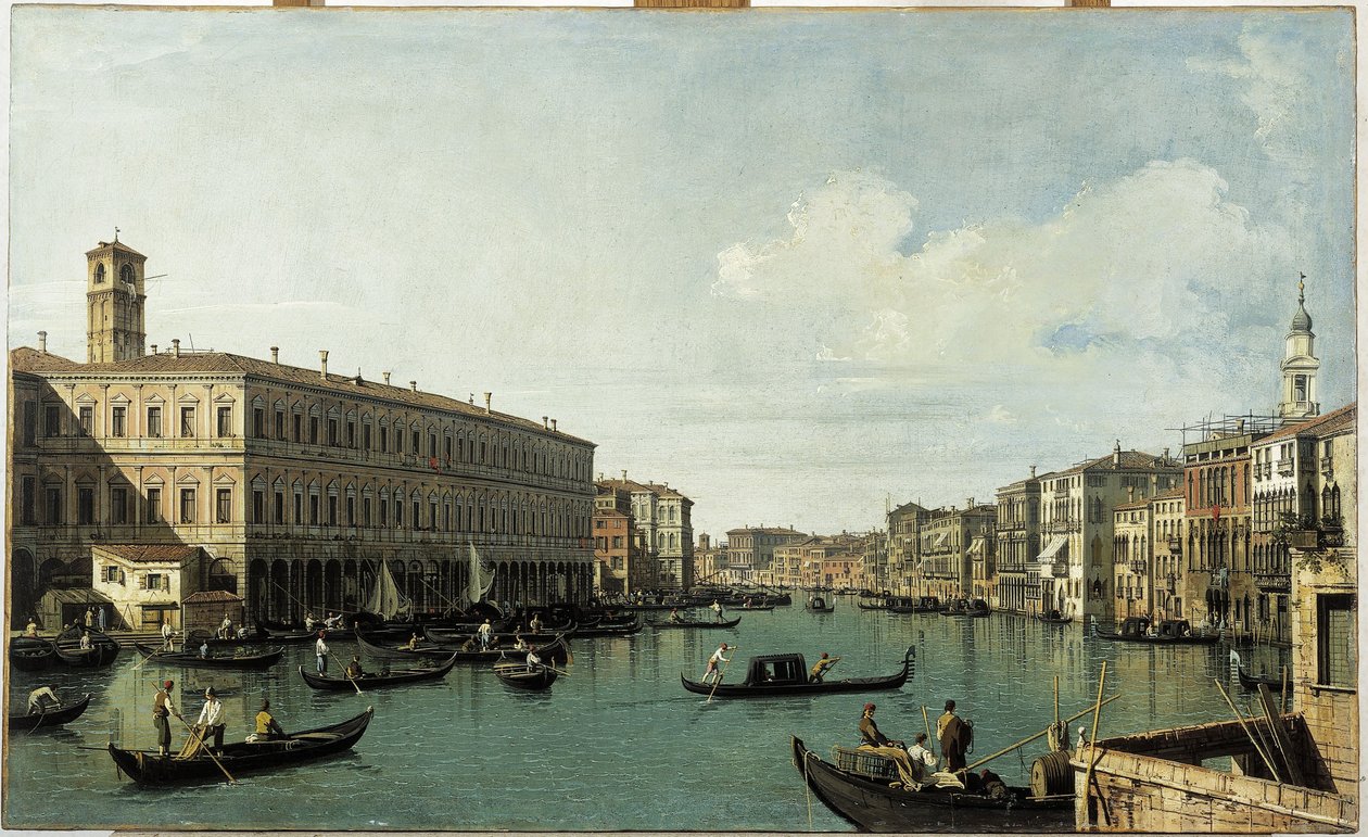 Canal Grande, sedd från Rialtobron, ca 1725 (målning) av (1697 1768) Canaletto