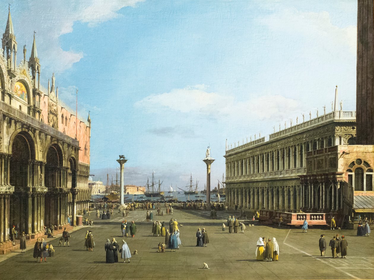 Venedig, piazzettan med San Marcos bibliotek av (1697 1768) Canaletto