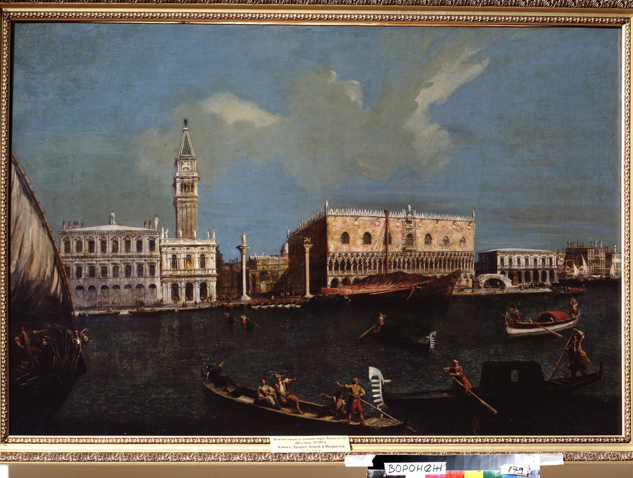 ""Utsikt över Canal Grande, Hertigpalatset och Markusplatsen i Venedig"" (Grand Canal, Piazzetta och Doges palats i Venedig) Målning av omgivningarna kring Giovanni Antonio Canal Said Canaletto (1697-1768) 1700-talsmuseet Konst Ivan Kramskoy (eller av Canaletto