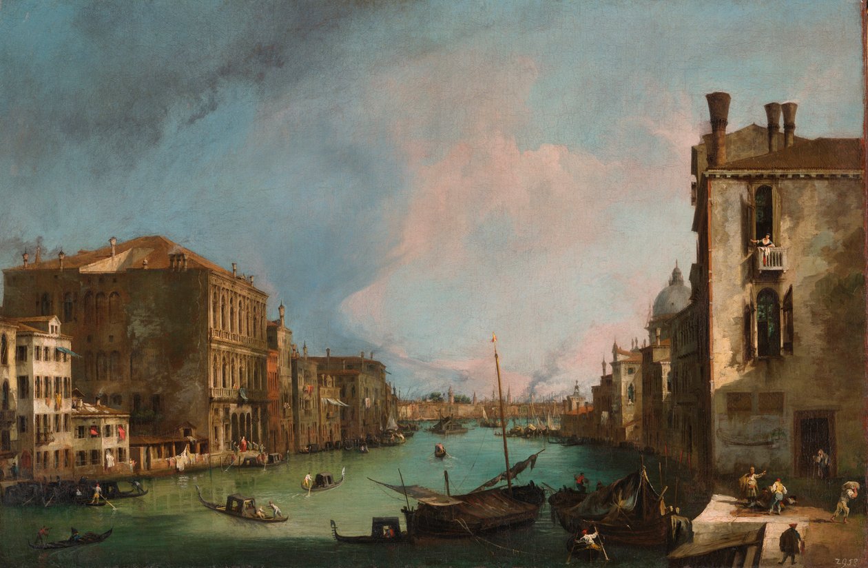"" Le grand Canal a Venise, Italien "" (The Grand Canal i Venedig) Peinture de Giovanni Antonio Canal (Canaletto) (1697-1768) Dim 65,5x97,5 cm Olja på duk 1723 State Art Gallery, Dresde av Canaletto