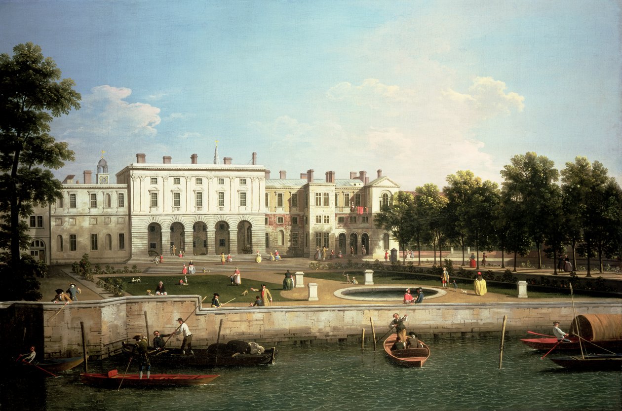 Old Somerset House från Themsen, London (olja på duk) av Canaletto