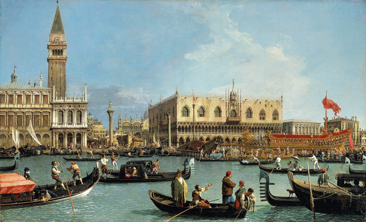 Bucintoros återkomst till Molo på Kristi himmelsfärdsdag av Canaletto