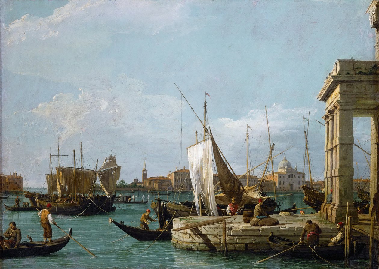 Rokoko: Punta della Dogana (Tullen) i Venedig par Canaletto (1697-1768), ca. 1725. Olja på duk, 46x63,4. Konsthistoriska museet, Vienne av Canaletto