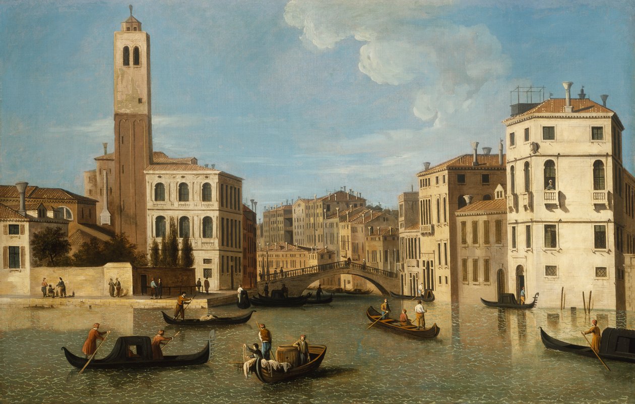 Ingången till Cannaregio, Venedig (olja på duk) av Canaletto