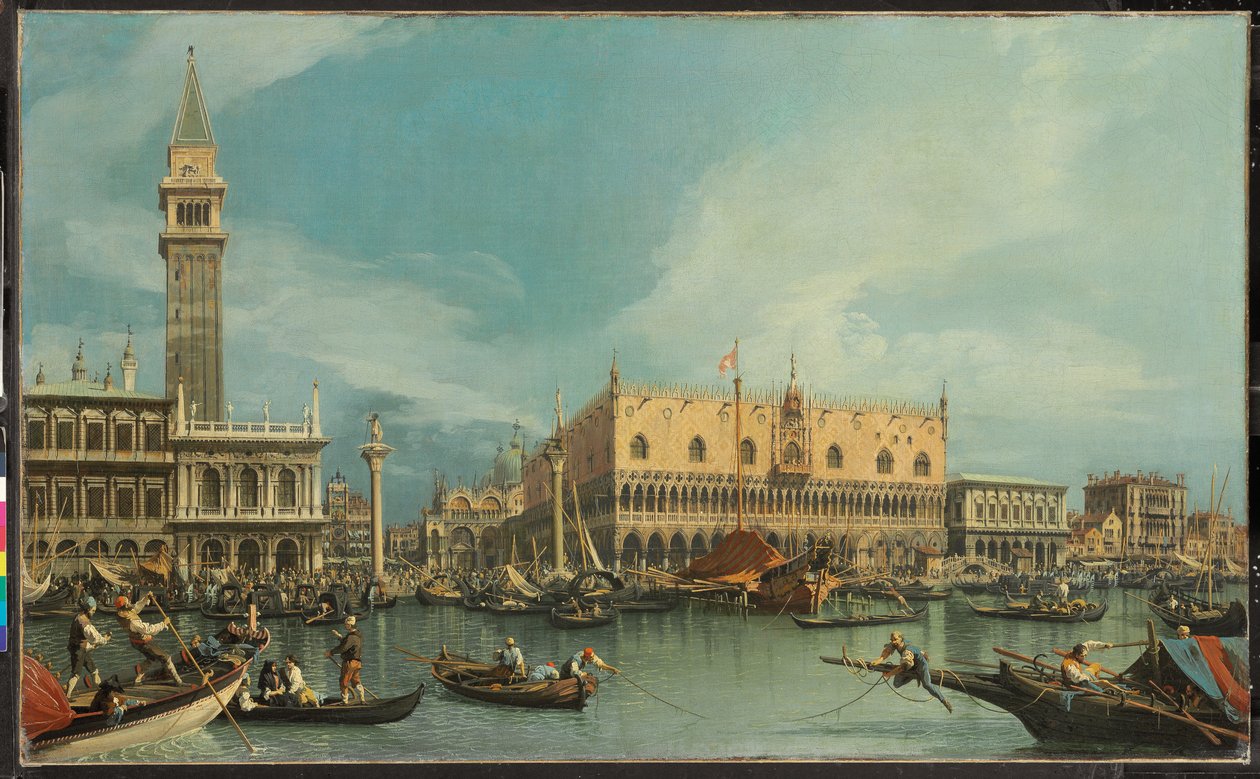 Molo, Venedig, från Bacino di San Marco (olja på duk) av Canaletto
