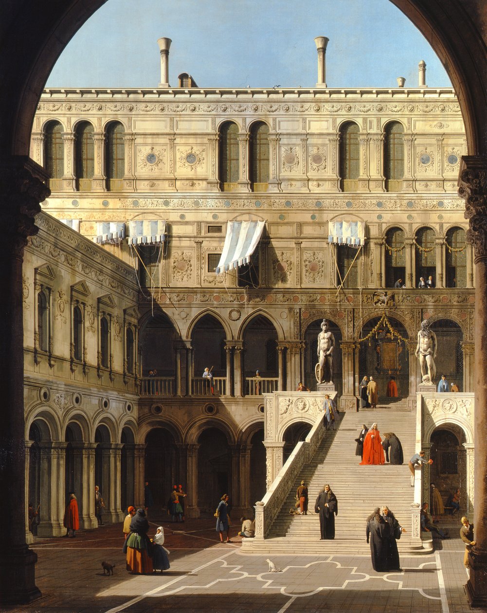 Venedig, hertigpalatset, Scala dei Giganti, ca 1740 (olja på duk) av Canaletto