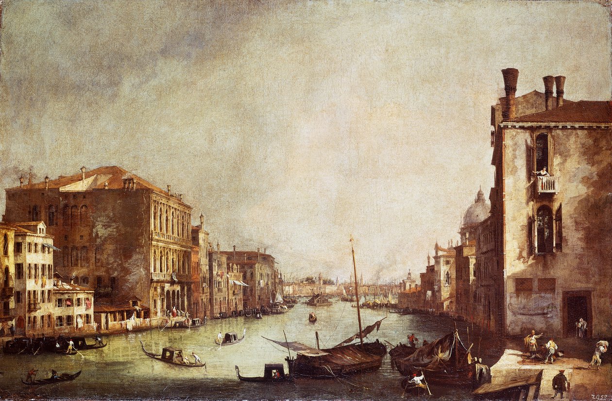 Utsikt över Canal Grande från San Vio (olja på duk) av Canaletto