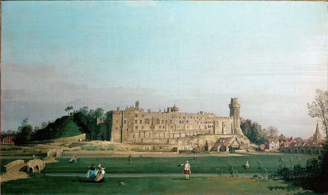 Vy över Warwick Castle Målning av Giovanni Antonio Canal känd som Canaletto (1697-1768) 1751 ca. Sol. 72x42 cm England, Warwick Castle Collection av Canaletto