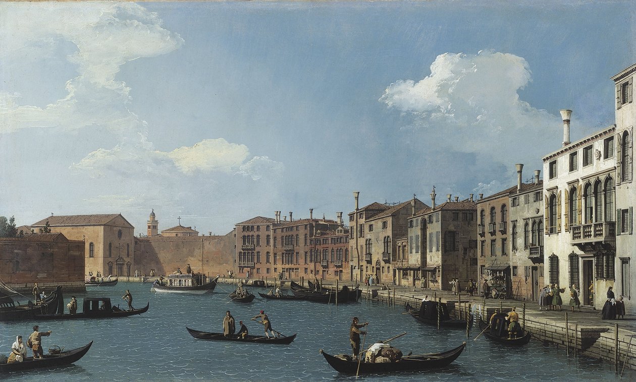 Vy över Santa Chiara-kanalen, Venedig, ca 1730 (olja) av (1697 1768) Canaletto