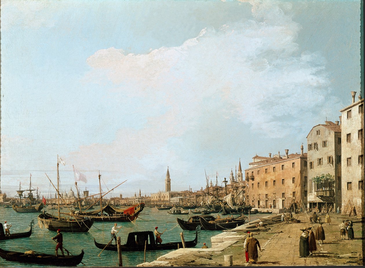 Utsikt över riva degli Schiavoni, Venedig (olja på duk av Canaletto