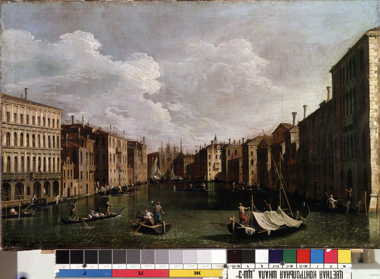 ""Utsikt över Canal Grande i Venedig"" (Venedig) Målning av Giovanni Antonio Canal detto il Canaletto (1697-1768). 1700-talsmuseet för konst i Mikalojus Konstantinas Ciurlionis, Kaunas, Litauen av Canaletto