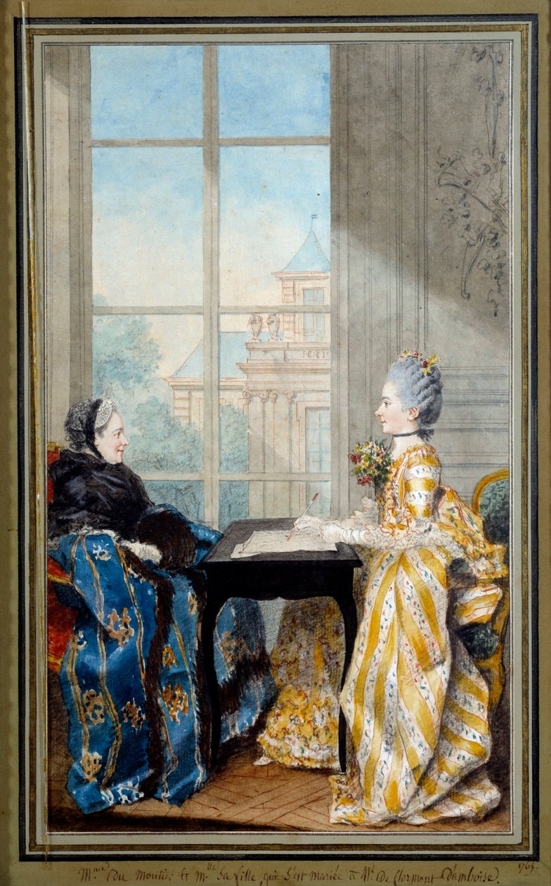 Porträtt av Madame du Moutier och Mademoiselle La Ville, fru till monsieur Clermont d