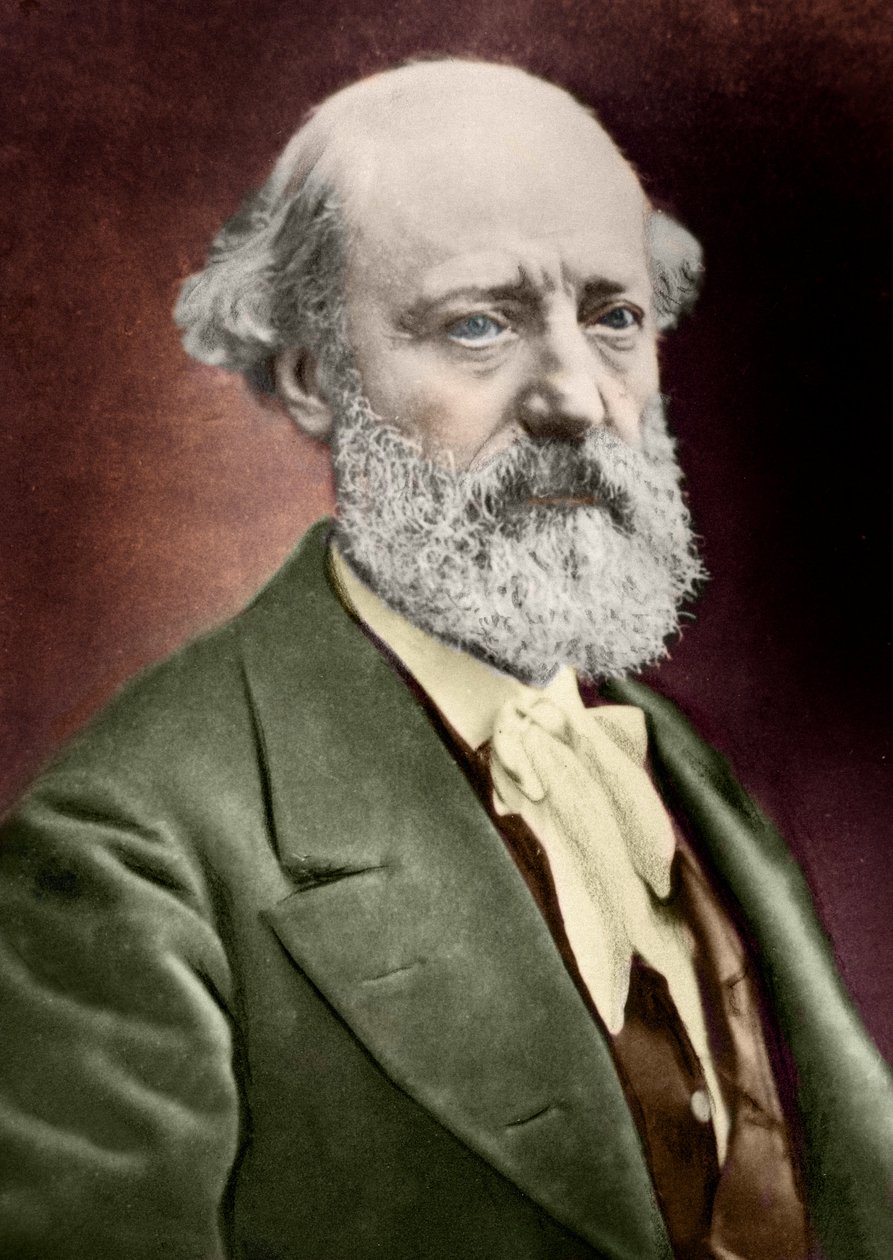 Porträtt av arkitekten Eugene Viollet le Duc (Viollet-le-Duc) (1814-1879). ca 1879 (gravyr) av (1820 1910) (after) Nadar