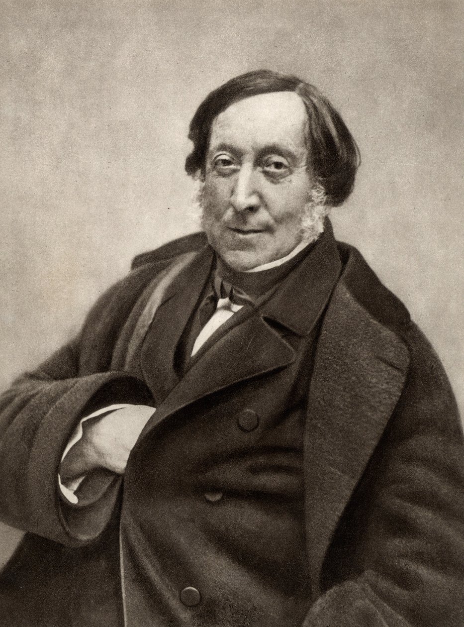 Gioachino (Antonio) Rossini (1792-1868) italiensk kompositör. Från ett fotografi av Nadar, pseudonym för Gaspard-Felix Tournachon (1820-1910). av (1820-1910) Nadar
