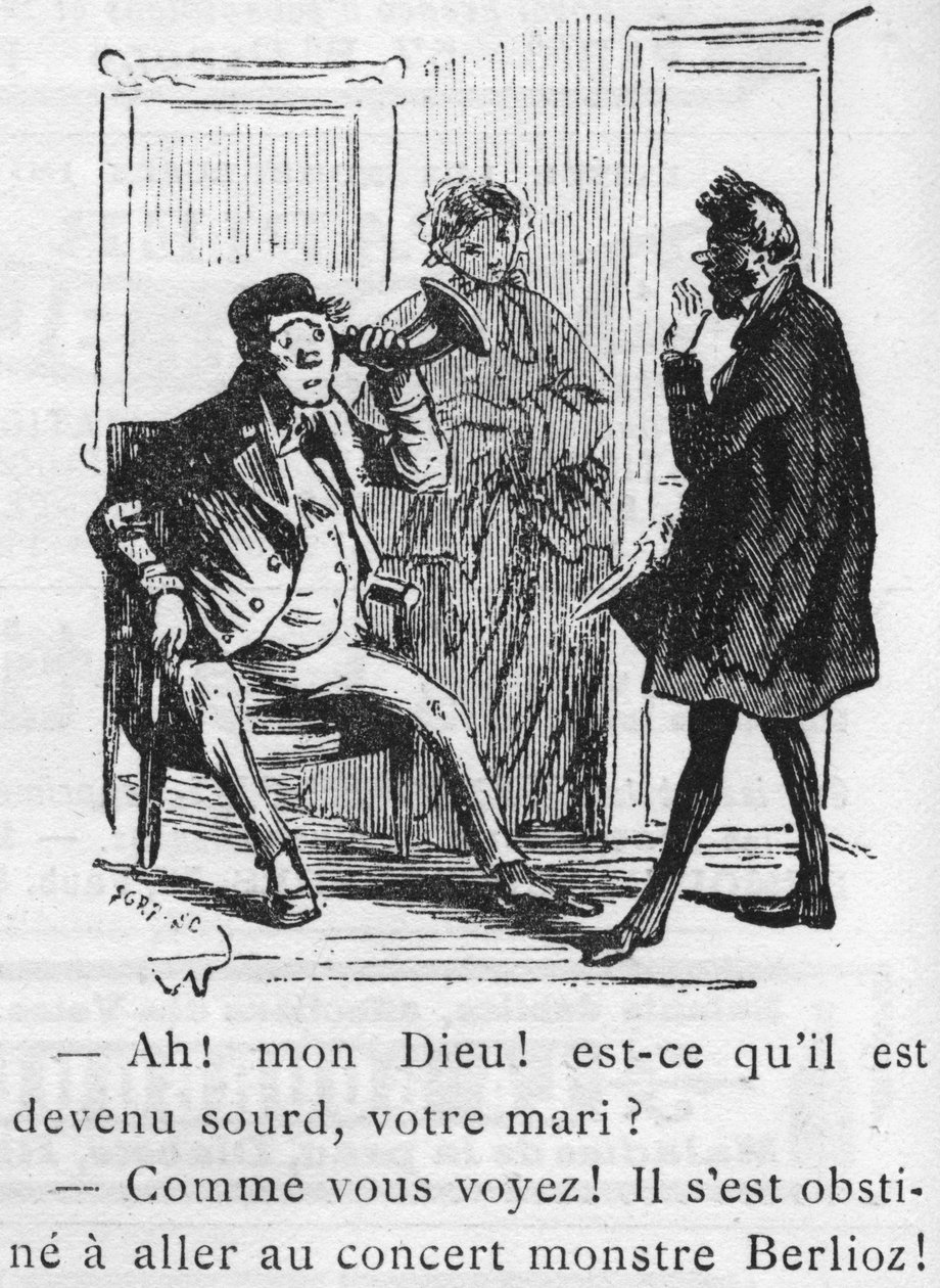 Tecknad film om verk av Hector Berlioz (1803-1869) designad av Nadar 1856 för Journal pour rire. av Nadar