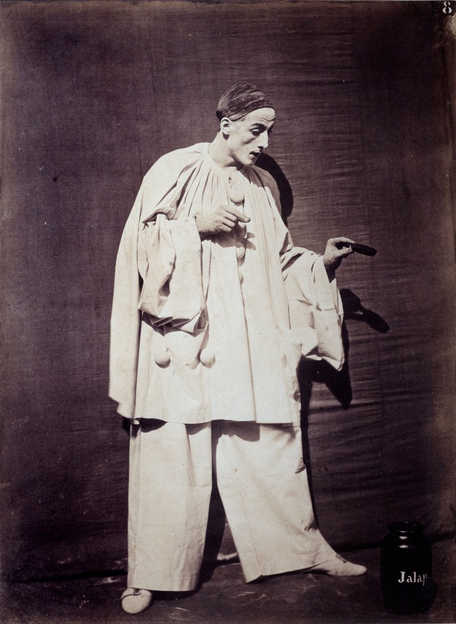 Mime: Charles Deburau (1829-1873) i "Pierrot vid medicinens pott"" av Nadar