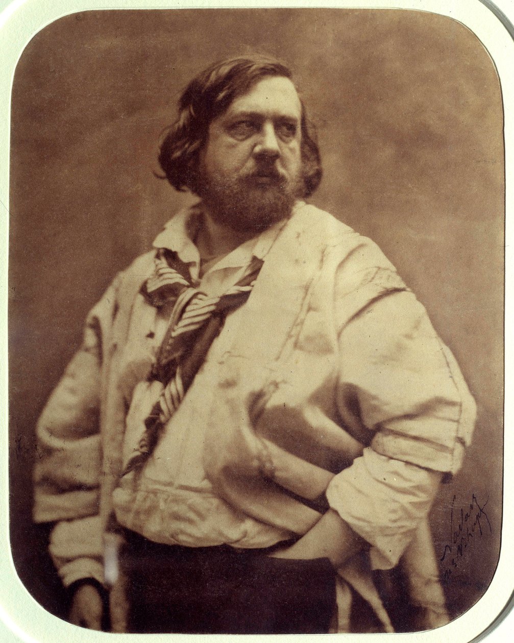 Porträtt av den franske författaren Theophile Gautier (1811-1872) i den vita blusen Fotografi av Felix Tournachon dit Nadar (1820-1910) 1854 Paris, musee d