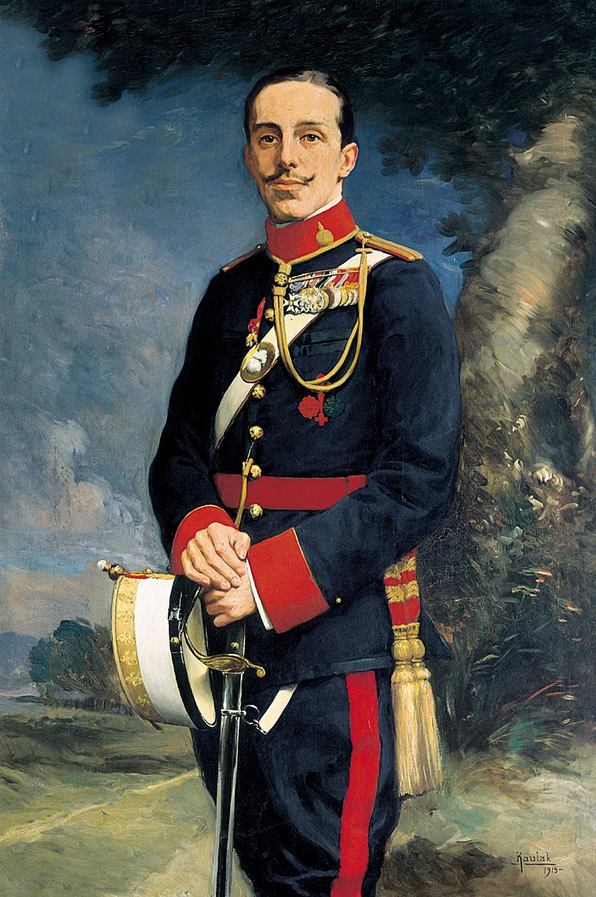 Porträtt av Alfonso XIII (1886-1941), kung av Spanien i militäruniform. Målning av Kaulak (1800-talet) av Kaulak