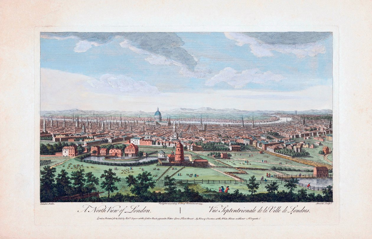 En nordlig vy över London på 1700-talet av (after) Canaleti
