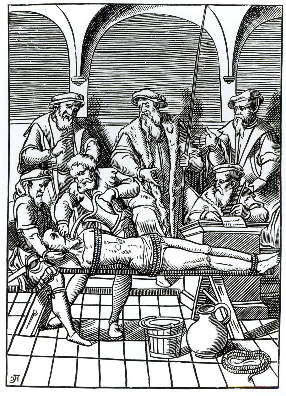 Vattentortyr, efter ett träsnitt i "Praxis Rerum Criminalium" av Joos de Damhouder (1507-81) publicerad i Antwerpen av (after) Dutch School