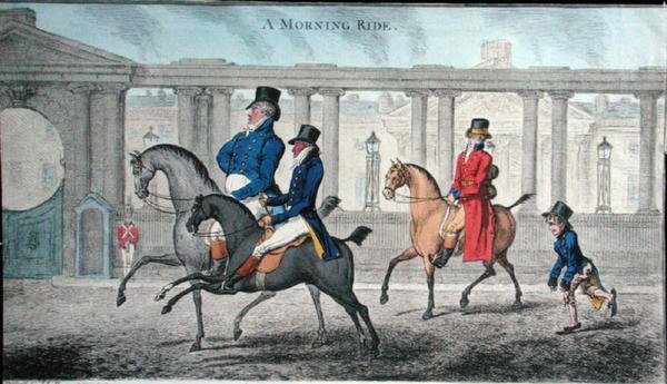 A Morning Ride, etsad av James Gillray (1756-1815) publicerad av Hannah Humphrey 1804 (handfärgad etsning) av (after) English School