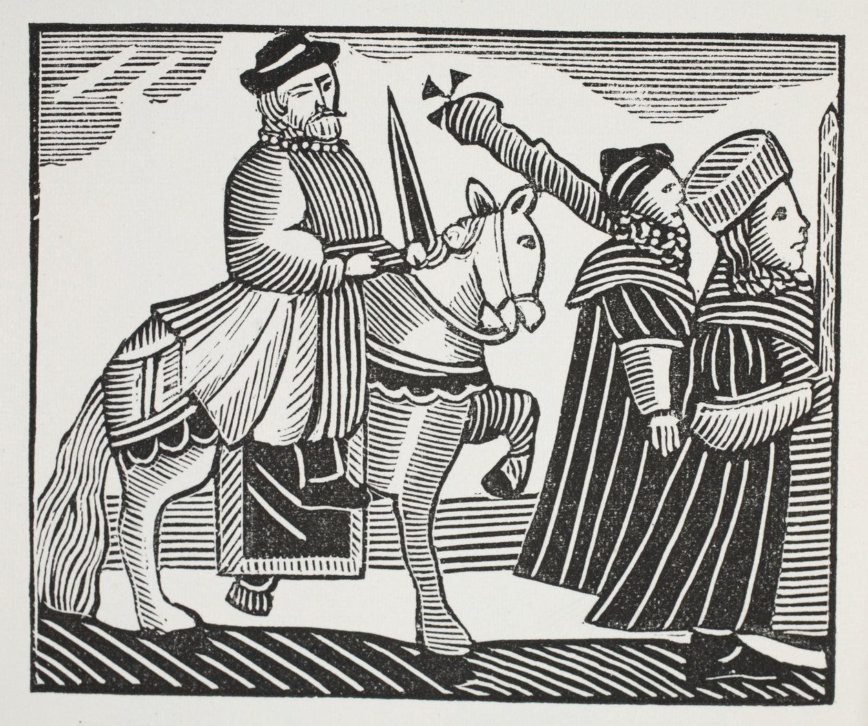 The History of Wat Tyler och Jack Straw, illustration från "Chap-books of the artonde århundradet" av John Ashton, pub. 1882 (lito) av (after) English School