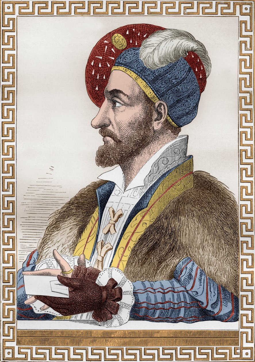 Charles III hertig av Bourbon, känd som Connetable of Bourbon (1490-1527) anslutning till Frankrike 1515-1521, han trädde sedan i tjänst hos Charles Quint och graverade efter Gaignieres från boken "Francois1er" av De Lescure av (after) French School