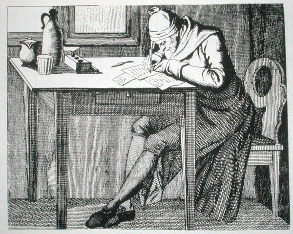 Gaspard Lavater (1741-1801) i sin studie, kopia av en illustration från hans 