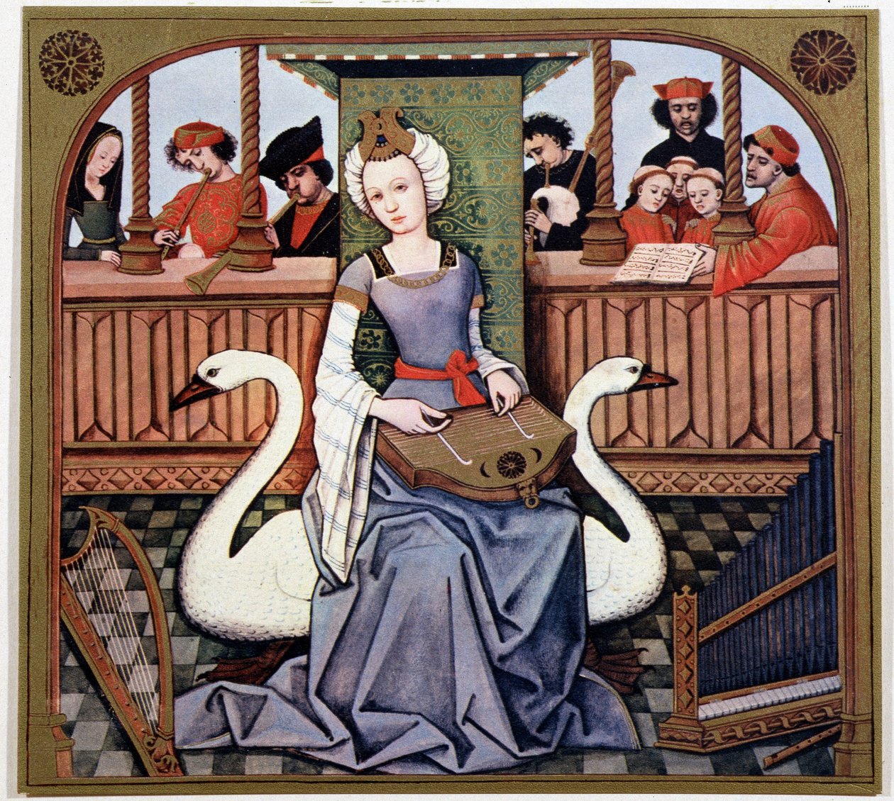 Leda och svanen - från en 1400-talsbelysning av (after) French School