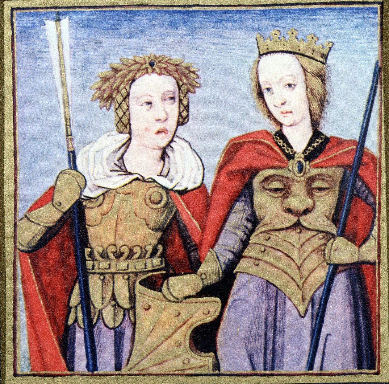 Orithia och Antiopus, Amazonas drottningar efter "The Ladies of Renown" av Boccace. av (after) French School