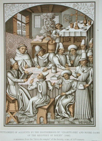 Avräkning av räkenskaper av brödraskapet "Charite-Dieu och Notre-Dame för återhämtningen av Rouen", från "Livre des comptes" av (after) French School