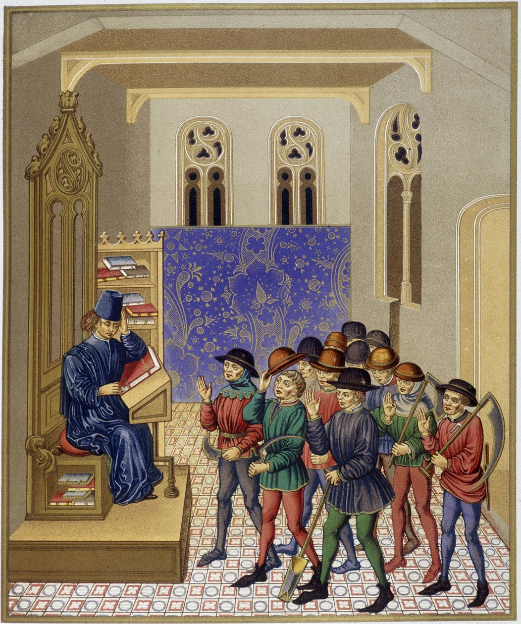 Läxan om jordbruk - miniatyr faksimil av 1400-talet av (after) French School