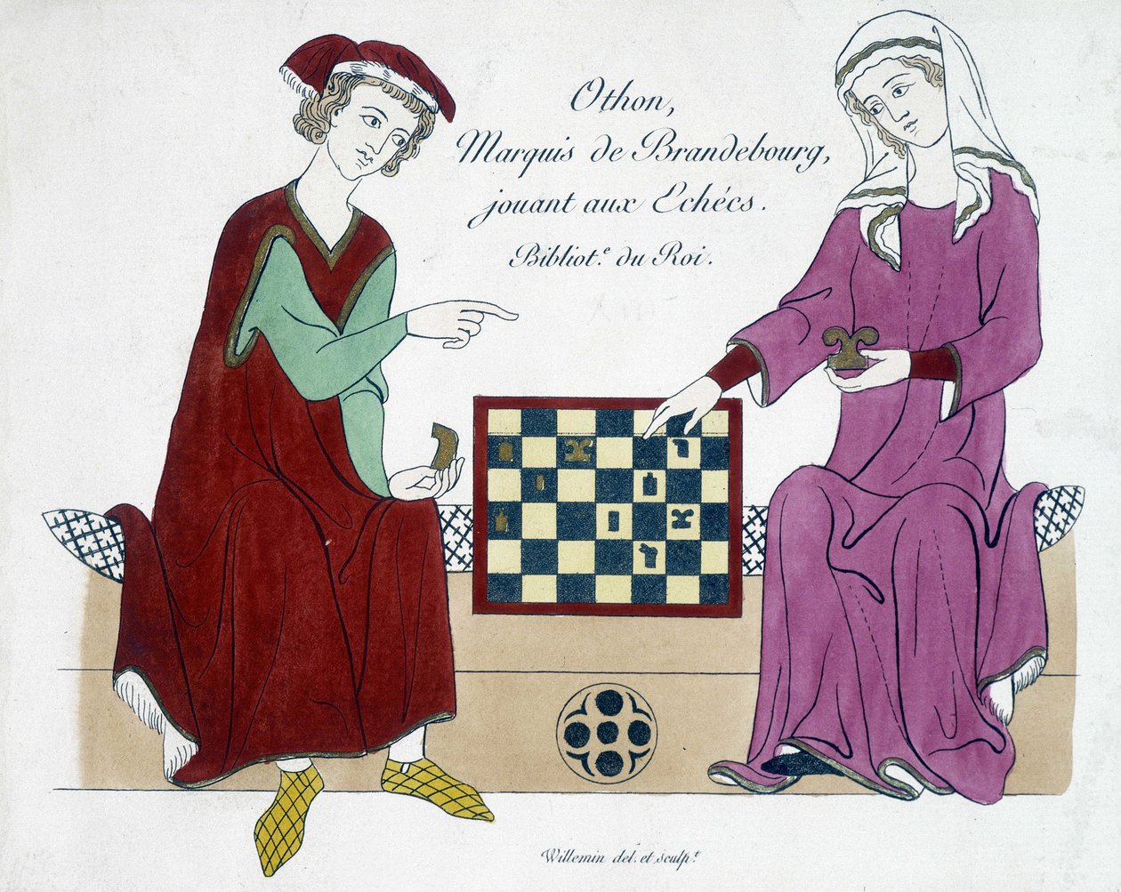Othon, markis av Brandenburg, spelar schack - Tyskland 1200-talet. av (after) German School