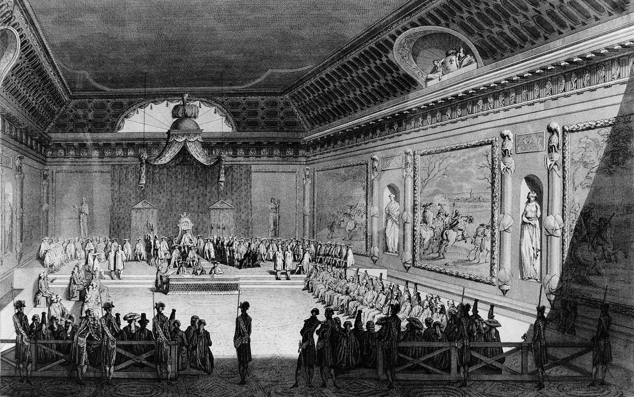 Först av den franska revolutionen: Församling av notabiliteter hölls i Versailles den 22 februari av (after) Girardet