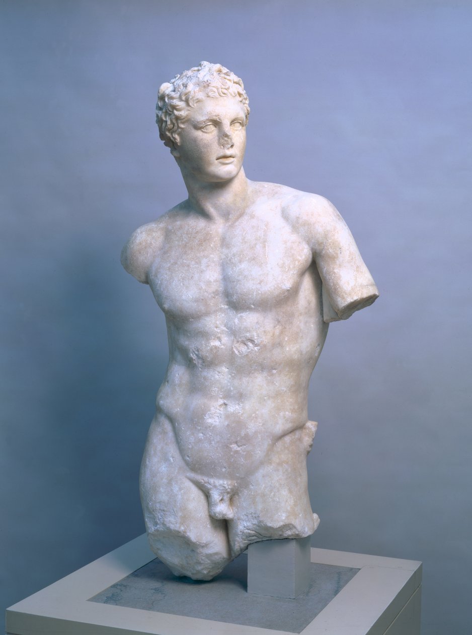Meleager, en romersk kopia efter ett grekiskt original från 340 f.Kr., c.70-100 AD (parisk marmor) av (after) Skopas of Paros