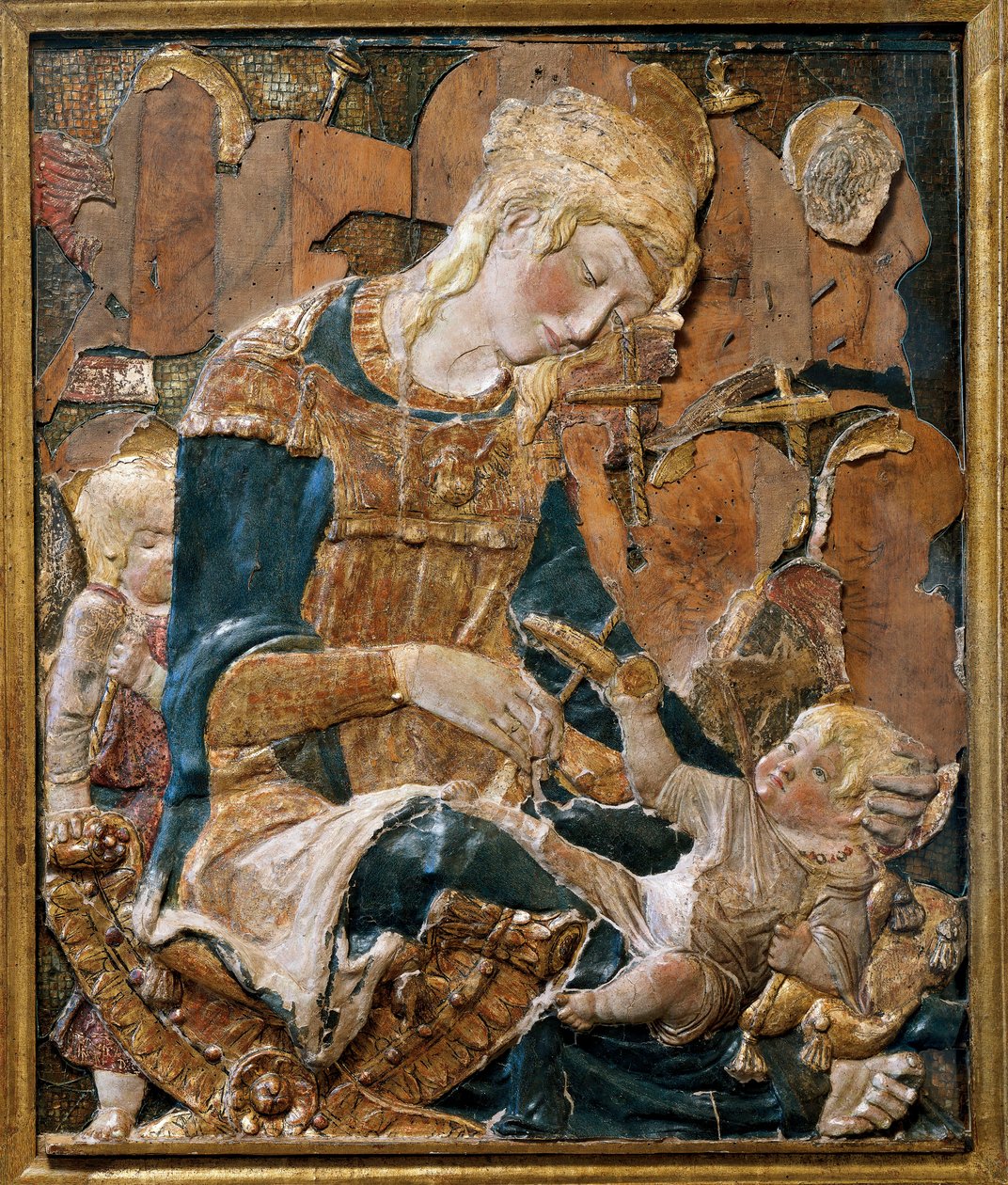 Madonna och barn, basrelief (terrakotta) av (attr. to) Donatello