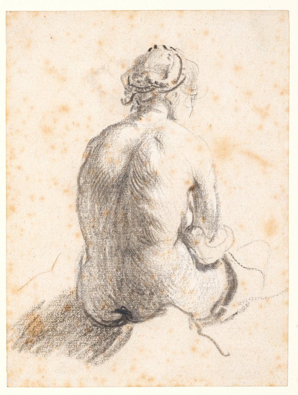 Studie av en kvinnlig naken (grafit på papper) av (attr. to) Rembrandt Harmensz. van Rijn