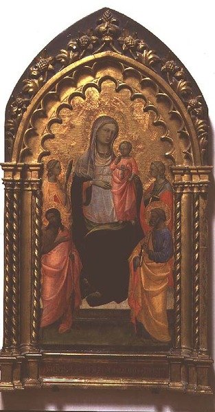 Madonna och barn med heliga (tempera på panel) av (c.1370 1425) Lorenzo Monaco