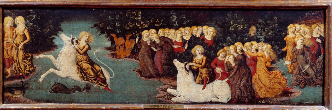 Kidnappningen av Europa. Målning av Liberale Da Verona (1445 - 1529) av (c.1445 1527) Liberale da Verona