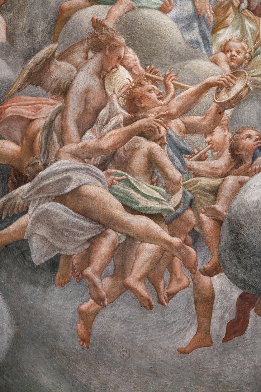Vinklar som spelar musikinstrument, , detalj av 3660852 av (c.1489 1534) Correggio