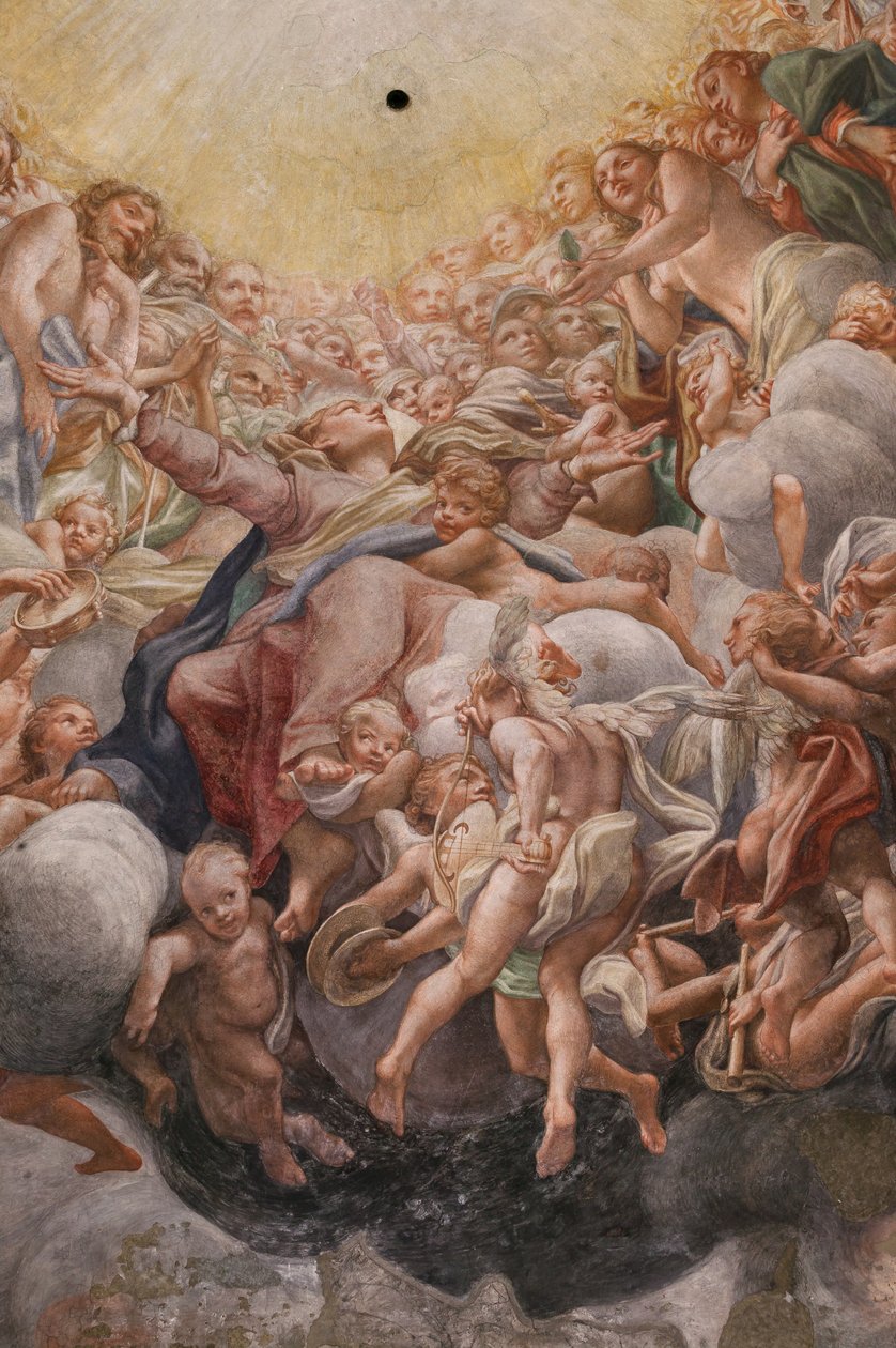 Jungfru mellan Adam och Eva, detalj av 3660852 av (c.1489 1534) Correggio