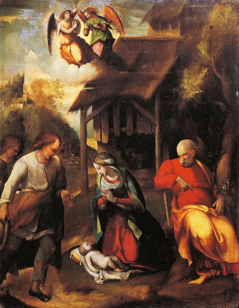 Tillbedjan av herdarna (målning av (c.1489 1534) Correggio