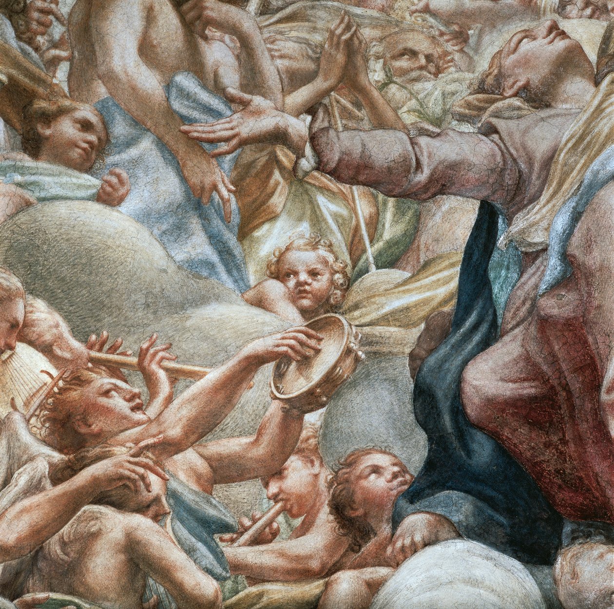 Änglar som spelar musik, detalj av Jungfruns antagande av (c.1489 1534) Correggio