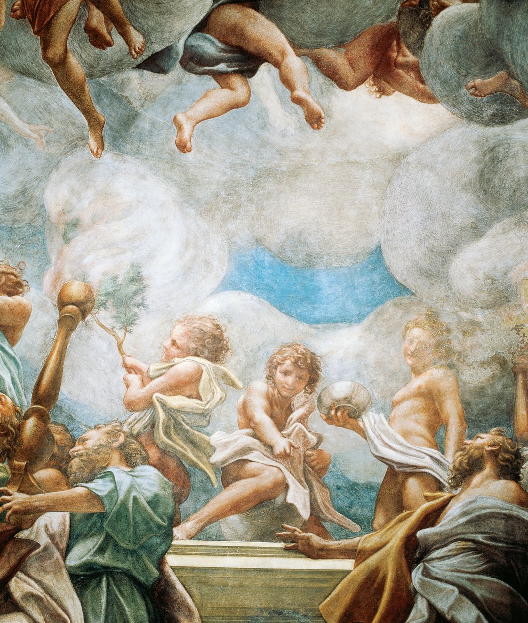 Efebes och aposteln, detalj från Jungfruns antagande av (c.1489 1534) Correggio