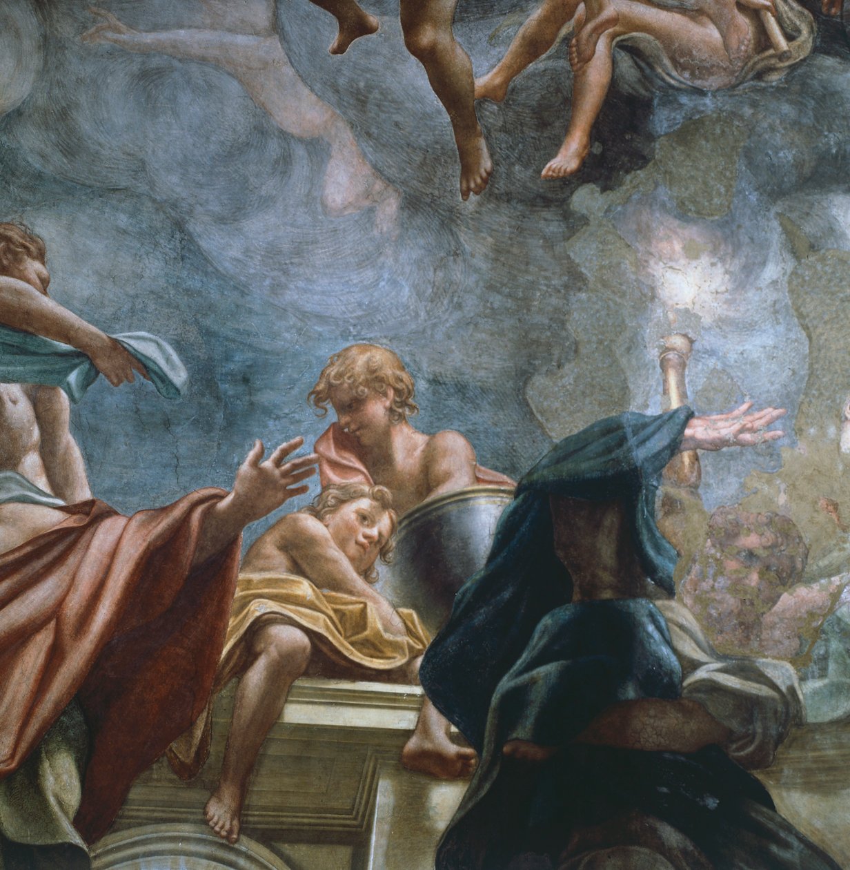 Apostelfigur, detalj av fresker av kupolen i Parma-katedralen, av Antonio Allegri Da Correggio (1489-1534) av (c.1489 1534) Correggio